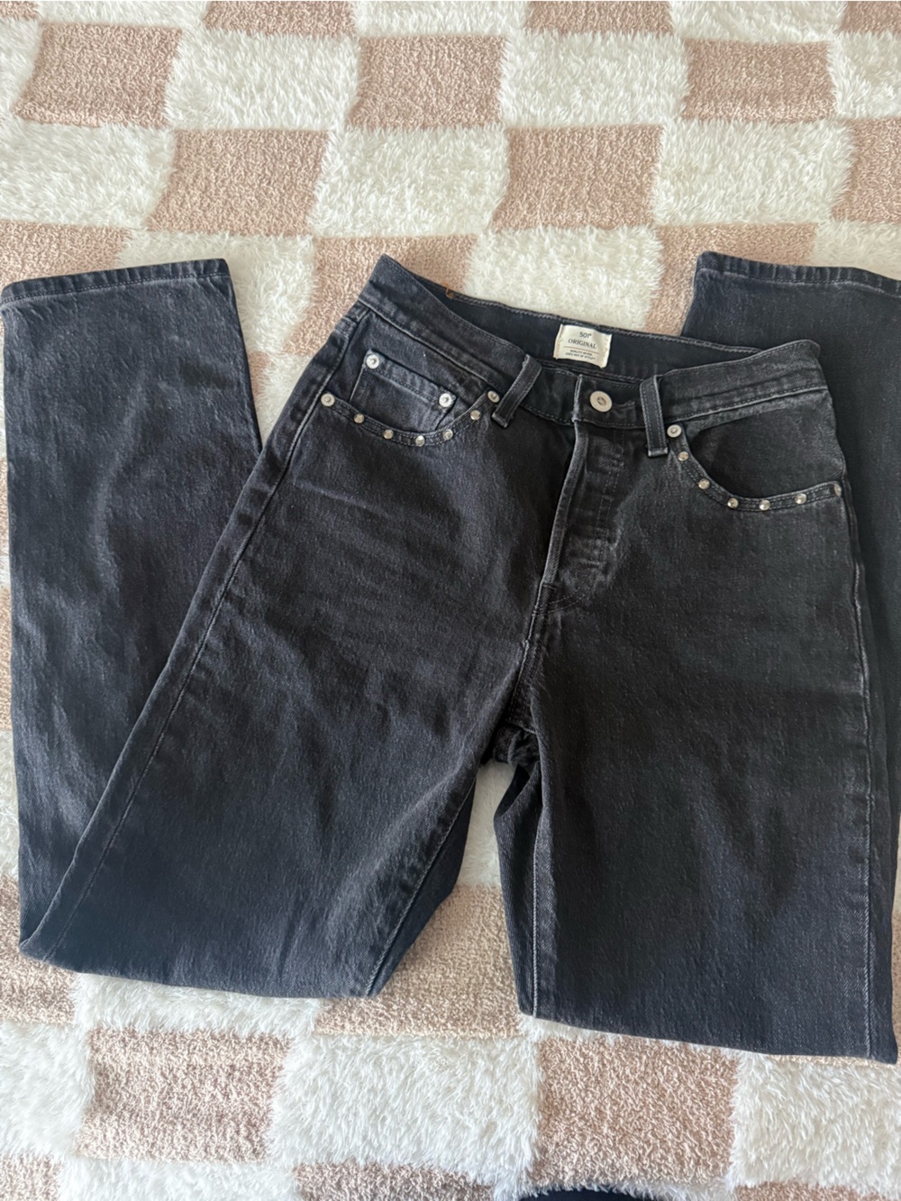 Levi's Women's Black Straight-Leg Jeans with Stud Accents
